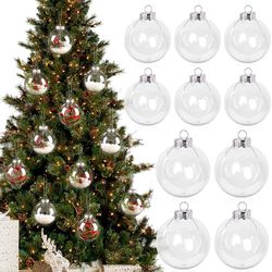 6Pcs Clear Plastic Christmas Ball Fillable Ornament Xmas Tree Hanging Bauble Pendant 2023 Home Decoration Navidad Gift