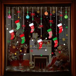 2024 Merry Christmas Home Decoration: Wall Window Sticker Ornaments Garland, New Year Festoon 2023 Noel
