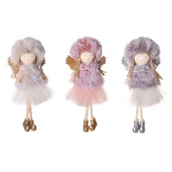 Pink Plush Angel Doll Xmas Tree Pendants Christmas 2022 Home Decor Kids Gifts