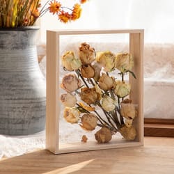 4cm deep transparent shadow box frames for crafts & 3d picture memorabilia - wooden tabletop bouquet display flower case