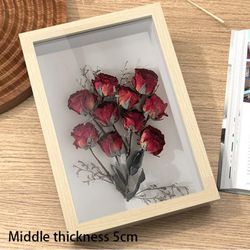 Wooden Photo Frame: Black/White/Beige, 7"/8"/10" - Flower Shadow Specimen Display Box for Home Decoration
