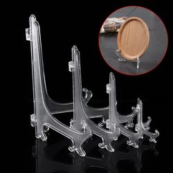 fashion clear plastic plate display stand: easel holder for photo frames - 3/5/7/9inch size options