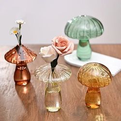creative mushroom glass vase: hydroponic terrarium art, diy aromatherapy bottle - glass crafts for plant decoration
