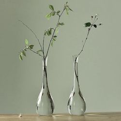 japanese zen transparent glass vase: simple plant flower vase for hydroponic terrarium table decor