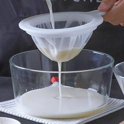 Fine Mesh Strainer Spoon - 100-400 Mesh Nylon Filter for Coffee, Milk, Soy, Yogurt - Kitchen Dining Gadgets