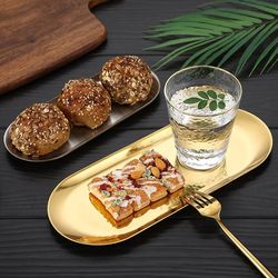 Gold Stainless Steel Dessert & Snack Plate: Nut, Fruit, Cake, & Steak Dish for Dining