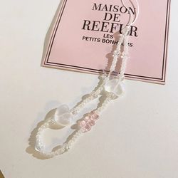 Sweet Pink Bear & Heart Strawberry Bow Phone Chain: Women's Acrylic Pearl Beaded Accessory