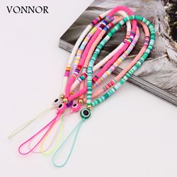 2022 stylish clay bead phone charm: evil eye jewelry lanyard for women & girls - anti-lost mobile strap gift2022 stylish