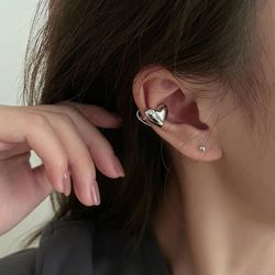 2022 Fashion Jewelry Ear Cuff: Silver Vintage Heart Clip Earrings for Women - No Piercing Fake Earring Sets, Aretes de M