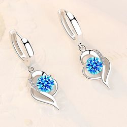 High-Quality 925 Sterling Silver Earrings with Blue, Pink, White & Purple Crystal Zircon – Trendy Women's Fashion Jewelr