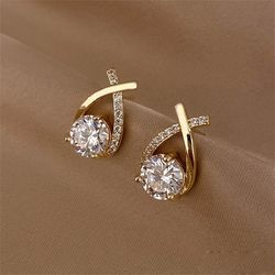 Korean Style Crystal Stud Earrings for Women - Elegant Fishtail Design - SKEDS Fashion Jewelry Gift