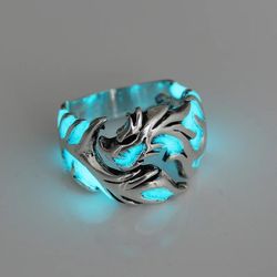 2024 Luminous Dragon Rings for Men: Gothic Stainless Steel, Adjustable & Unique Vintage Halloween Jewelry