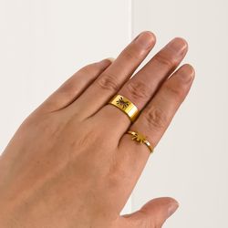 adjustable stainless steel spider matching rings set, unisex punk animal jewelry for halloween gift