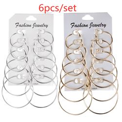 6-Pair Punk Hoop Earrings Set: Steampunk Style Circle Jewelry for Women and Girls