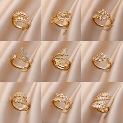 Stainless Steel Rings for Women: Eternity Promise Crystal Wreath Finger Ring - Wedding Jewelry & Hot Sale Love Gift