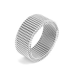 Geometric Twist Punk Circle Joint Ring in 304 Stainless Steel, Silver Minimalist Jewelry - 1 Piece