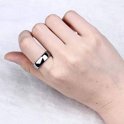 titanium men's wedding band 2-8mm, polished engagement ring in black & silver, classic simple design for women, sizes 3-