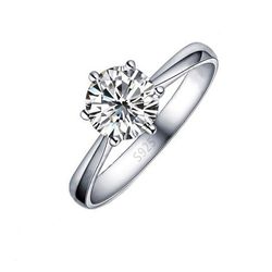 Classic 925 Sterling Silver Ring with Crystal Zircons and 6-Claw Setting for Women's Wedding - Elegant Anillos
