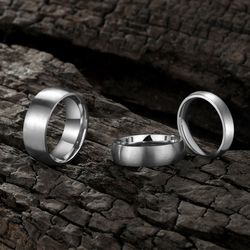 4/6/8mm Titanium Ring in Brushed Silver/Black - Minimalist Men's Wedding Band & Women's Engagement Jewelry