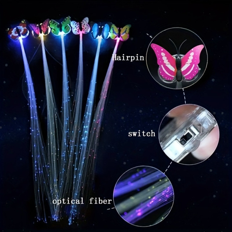 Sparkling LED Butterfly Hairpins Light Up Hair Jewelry For Parties Festivals Gifts 4