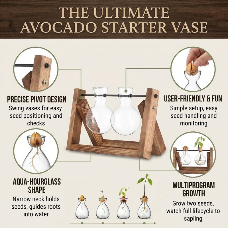 Transparent Glass Avocado Seed Starter Vase Plant Growing Kit For Gardening Enthusiasts 1