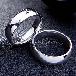 simple promise ring in gold & silver stainless steel - unisex wedding fashion jewelry for men & women