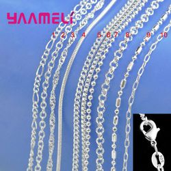 Authentic 925 Sterling Silver Link Chain Necklace with Lobster Clasps | Unisex Pendant Fit | 10 Designs 16-30 Inches