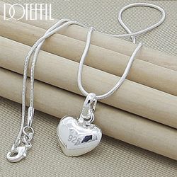 925 Sterling Silver Heart Pendant Necklace on 16-30 Inch Snake Chain - DOTEFFIL Women's Wedding Charm Fashion Jewelry