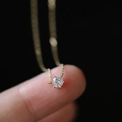 14k Gold-Plated 925 Sterling Silver Necklace with Sparkling Zircon - Elegant Clavicle Chain for Women's Wedding Jewelry