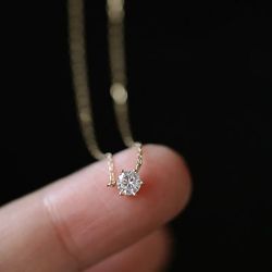 14k gold-plated 925 sterling silver necklace with sparkling zircon - elegant clavicle chain for women's wedding jewelry