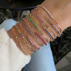 gold color luxury cubic zirconia tennis bracelets: 2022 trendy chain jewelry for women and girls - perfect party gifts