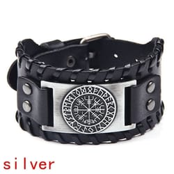 men's retro wide leather compass bracelet: celtic viking style, perfect party gift