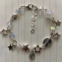 handmade no. 8 ball star beaded bracelet: coquettish y2k gothic style