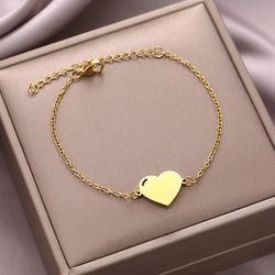 stainless steel heart pendant bracelet: y2k aesthetic chain, korean fashion for women's jewelry party gift