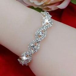 elegant delysia king luxury bracelet for women with unlimited rhinestones - silver wrist chain perfect for birthday gift