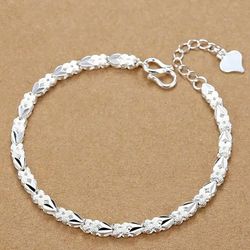 sterling silver heart leaf bracelet for women - elegant 925 wedding jewelry, 20cm/8inch fashion chain