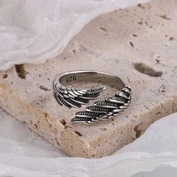 creative wings design sterling silver rings: fashionable hip hop vintage couples' jewelry for parties & birthdays