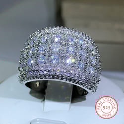 sparkling 925 sterling silver engagement ring for women - luxury round zircon jewelry