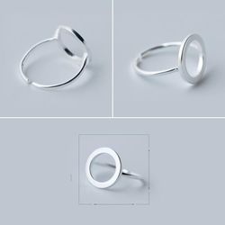 jisensp silver geometric rings: minimalist jewelry for women - adjustable round, triangle, heartbeat designs | bague fem