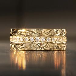 Trendy Huitan Aesthetic Carved Pattern Wedding Bands In Silver/gold For Stylish Women - Luxury Party Jewelry Rings