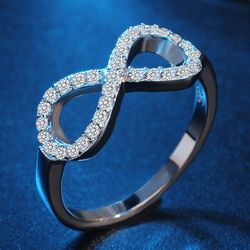 fashion cz infinity love claddagh 8 shape sterling silver rings | women's silver filled jewelry