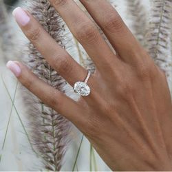 exquisite 925 sterling silver wedding rings: oval cut 3ct diamond, perfect for women's engagement - shop now!