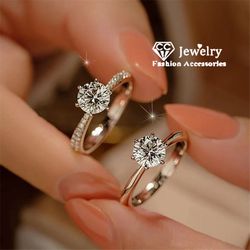 stunning cc633: 1 carat silver cz wedding rings for women - elegant engagement jewelry & fashion accessory gift
