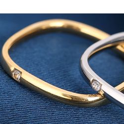 trendy stainless steel zircon geometric square ring | fashion jewelry gift, gold & silver, size 5-9
