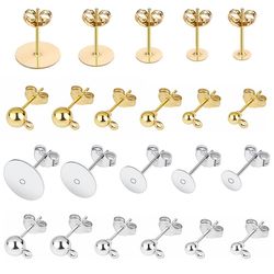50pcs 925 silver plated blank earring studs base pins for diy jewelry making