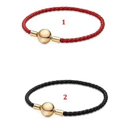 Stylish Red and Black Leather Rope Bracelet: Perfect Gift for Original Pandora Women's Bracelet