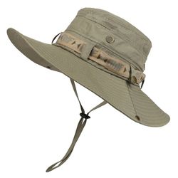 Men's Summer UV Protection Wide Brim Bucket Hat for Outdoor Activities: Safari, Hunting, Hiking, Fishing, and Beach Suns