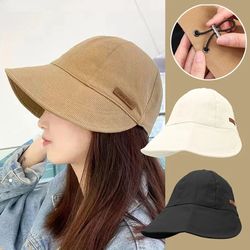women's foldable sunhat: summer beach fisherman hat with uv protection, adjustable wide brim cotton bucket cap