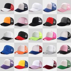 adjustable mesh sun hat: unisex 5-panel trucker cap for adults - blank baseball visor