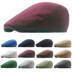 Cotton Newsboy Caps: Autumn Winter Beret for Men - Retro Solid Peaked Hat with Elasticity & Protection